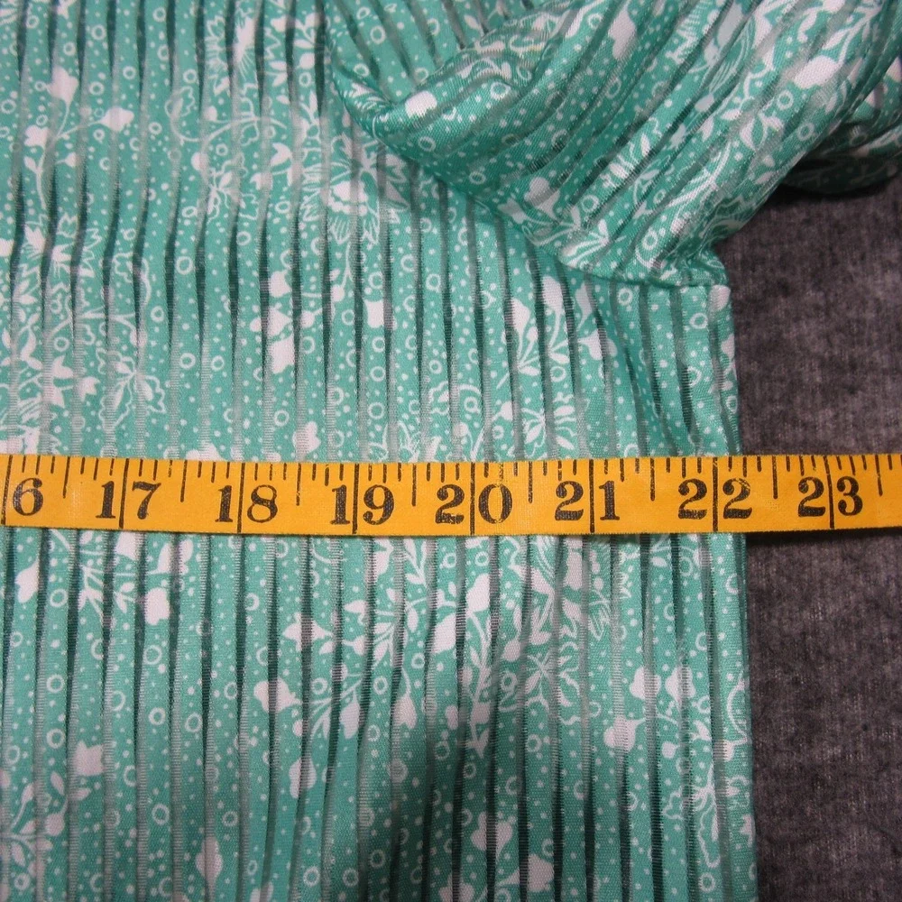 Vtg Sears Jacket‎ Womens 20 Aqua White Stripe Floral Sheer Open Front Retro Glam